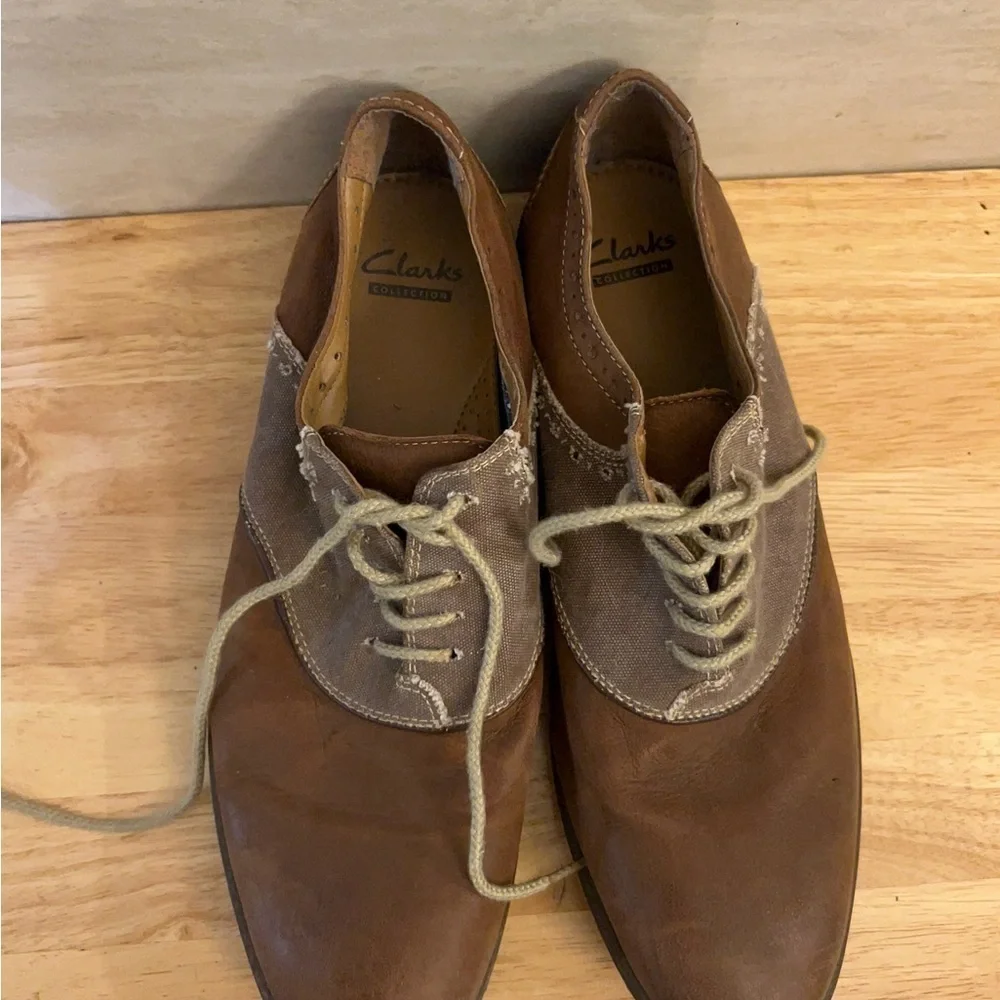 Clarks Collection Saddle Deisin Brown and Tan Men's Oxford Shoes